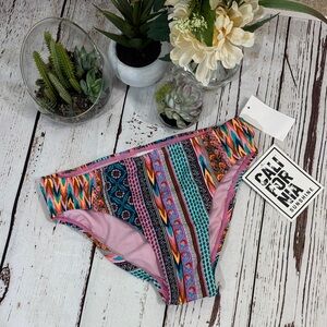 California Sunshine Multicolor Striped Bikini Bottoms Small
